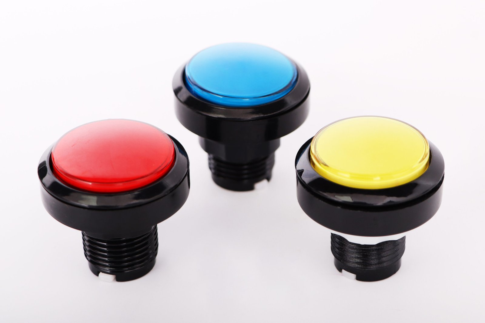 5 botones de arcade, botón de luces LED Plug and Play de 1.102 in, rojo,  amarillo, blanco, verde, azul, botones de arcada ABS con contactos chapados